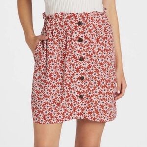 90s Retro Style Madewell Paperbag Button-Front Mini Skirt Falling Daisies Size S